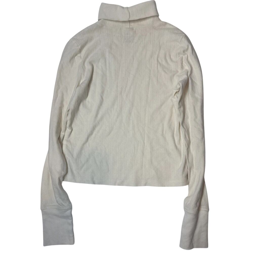 Aerie Women’s S Real Soft Turtleneck Ivory White Ribbed Shirt Layer Long Sleeve